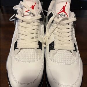 White and Black Sneakers with Red Logo